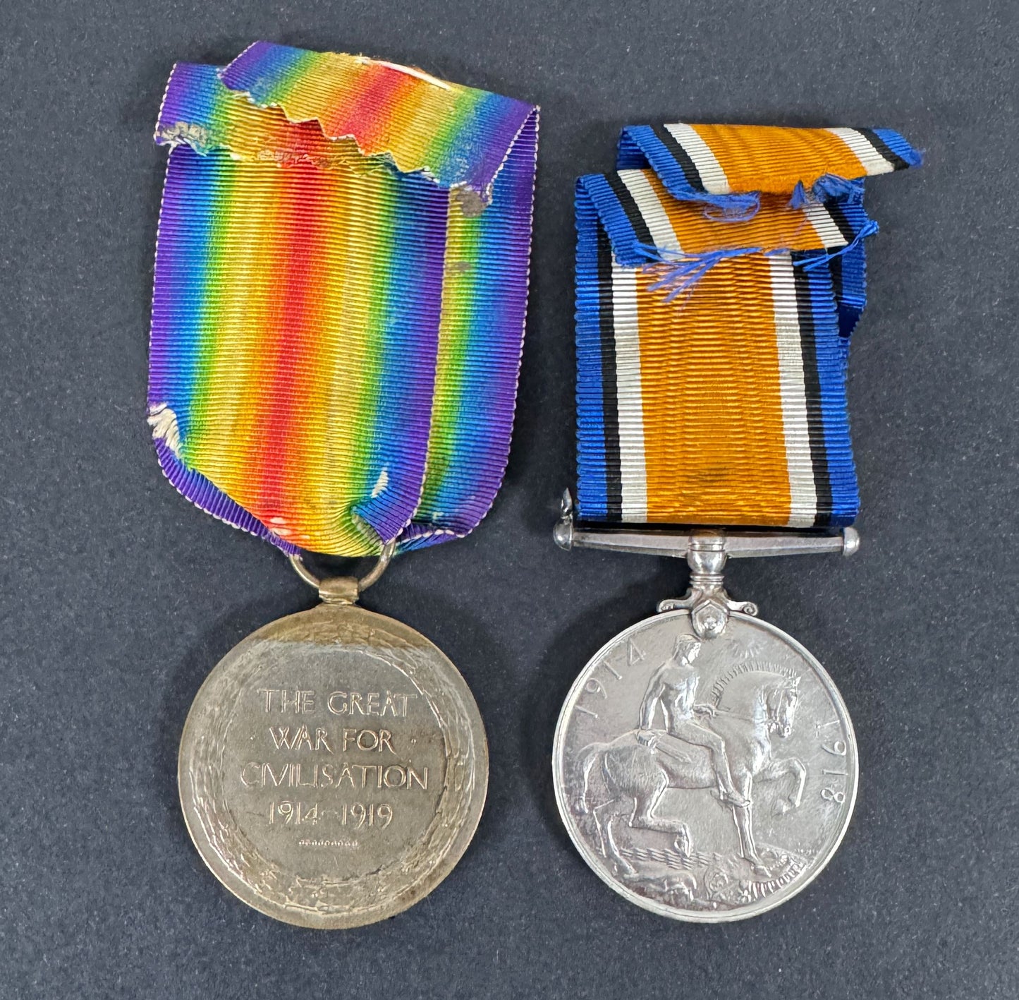 WW1 British Royal Artillery War Medal & Victory Medal Pair – An original pair of WW1 British medals. A .925 silver British...