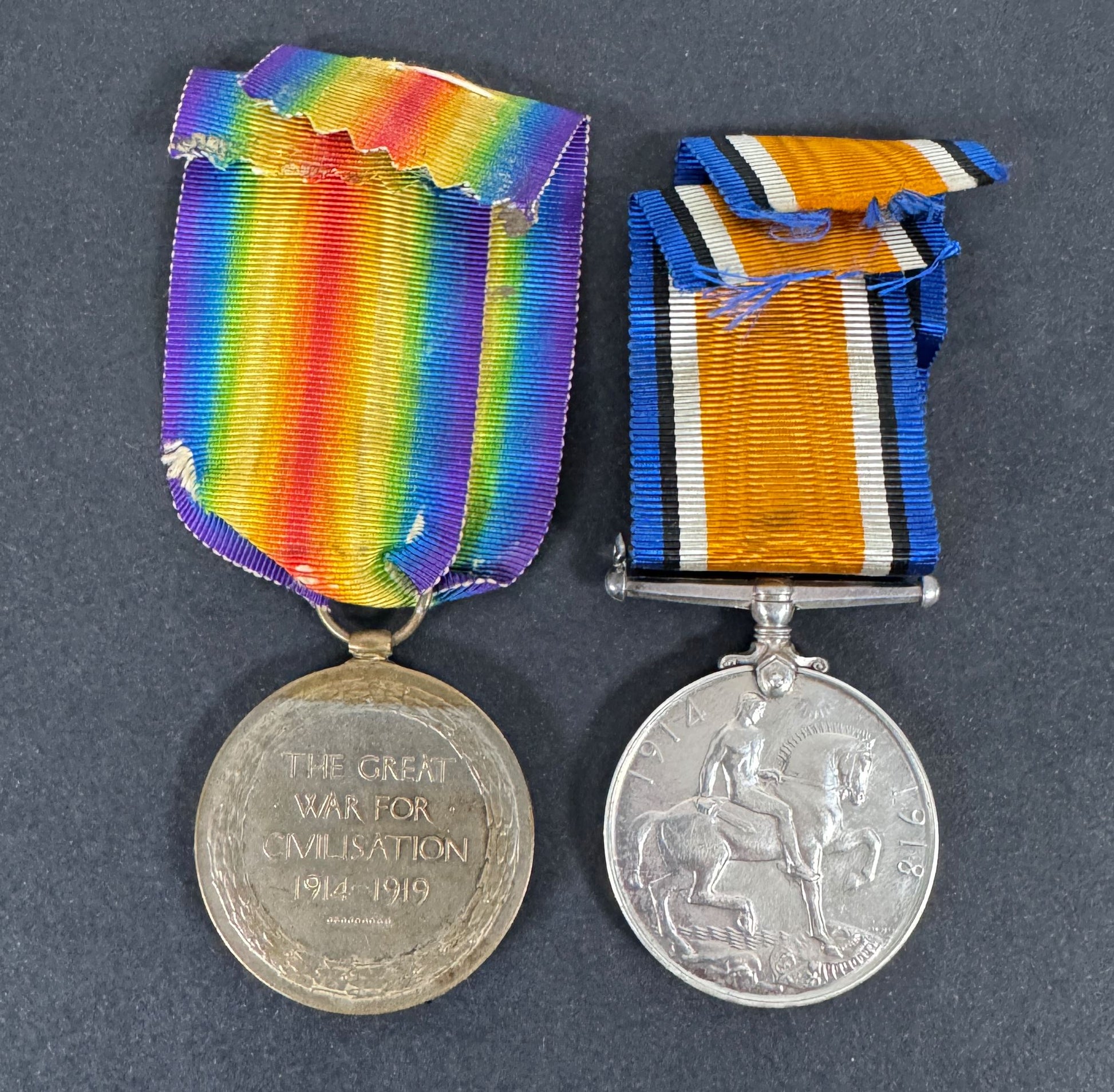 WW1 British Royal Artillery War Medal & Victory Medal Pair – An original pair of WW1 British medals. A .925 silver British...