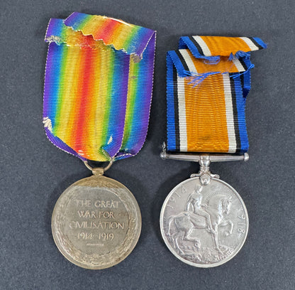 WW1 British Royal Artillery War Medal & Victory Medal Pair – An original pair of WW1 British medals. A .925 silver British...