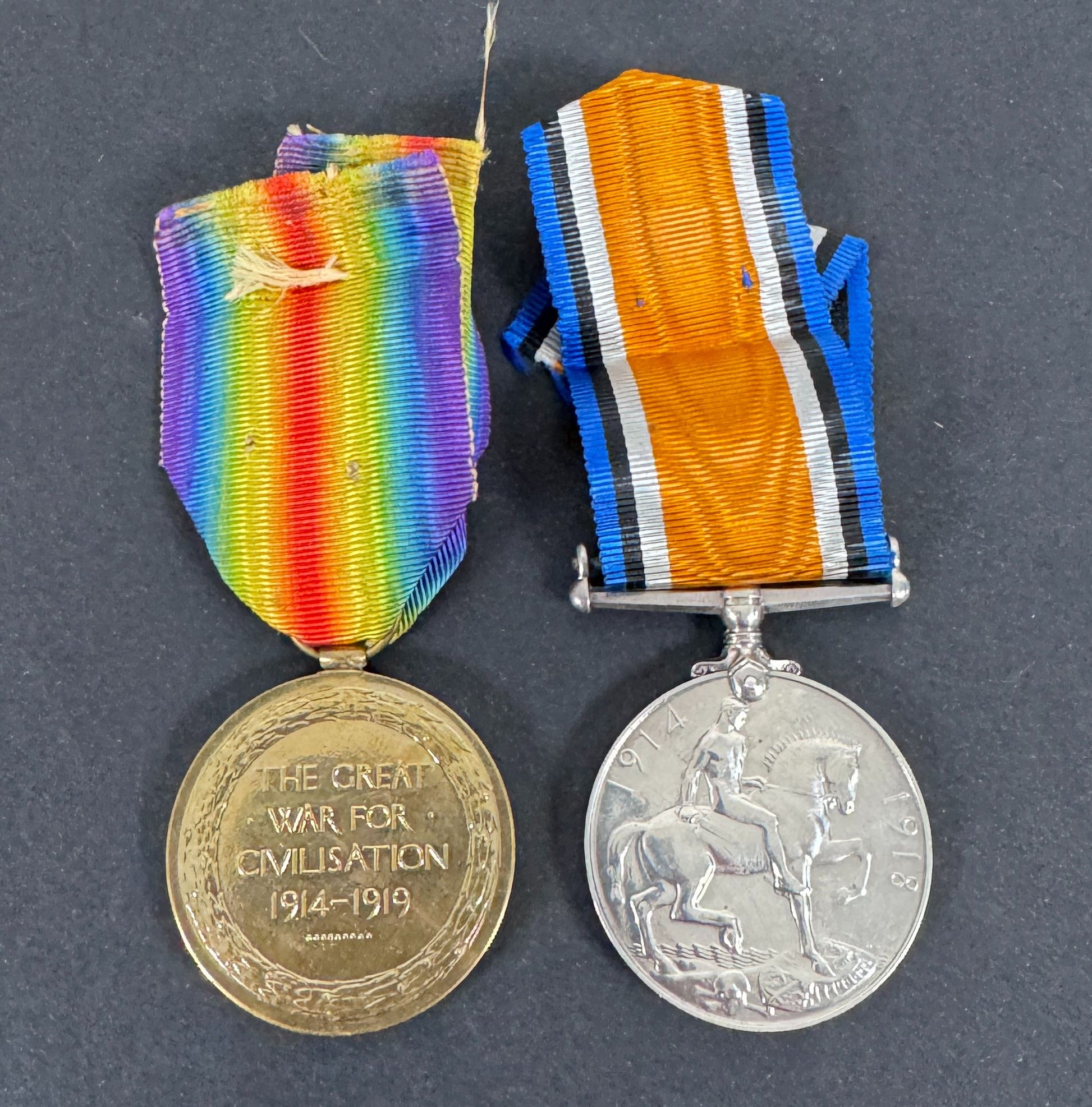WW1 British Army Royal Artillery War Medal & Victory Medal Pair – An original pair of WW1 British medals. A .925 silver Br...