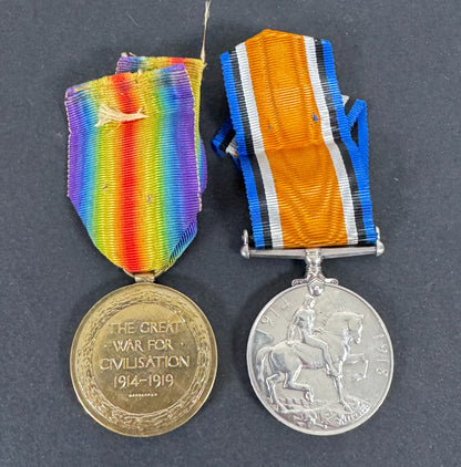 WW1 British Army Royal Artillery War Medal & Victory Medal Pair – An original pair of WW1 British medals. A .925 silver Br...