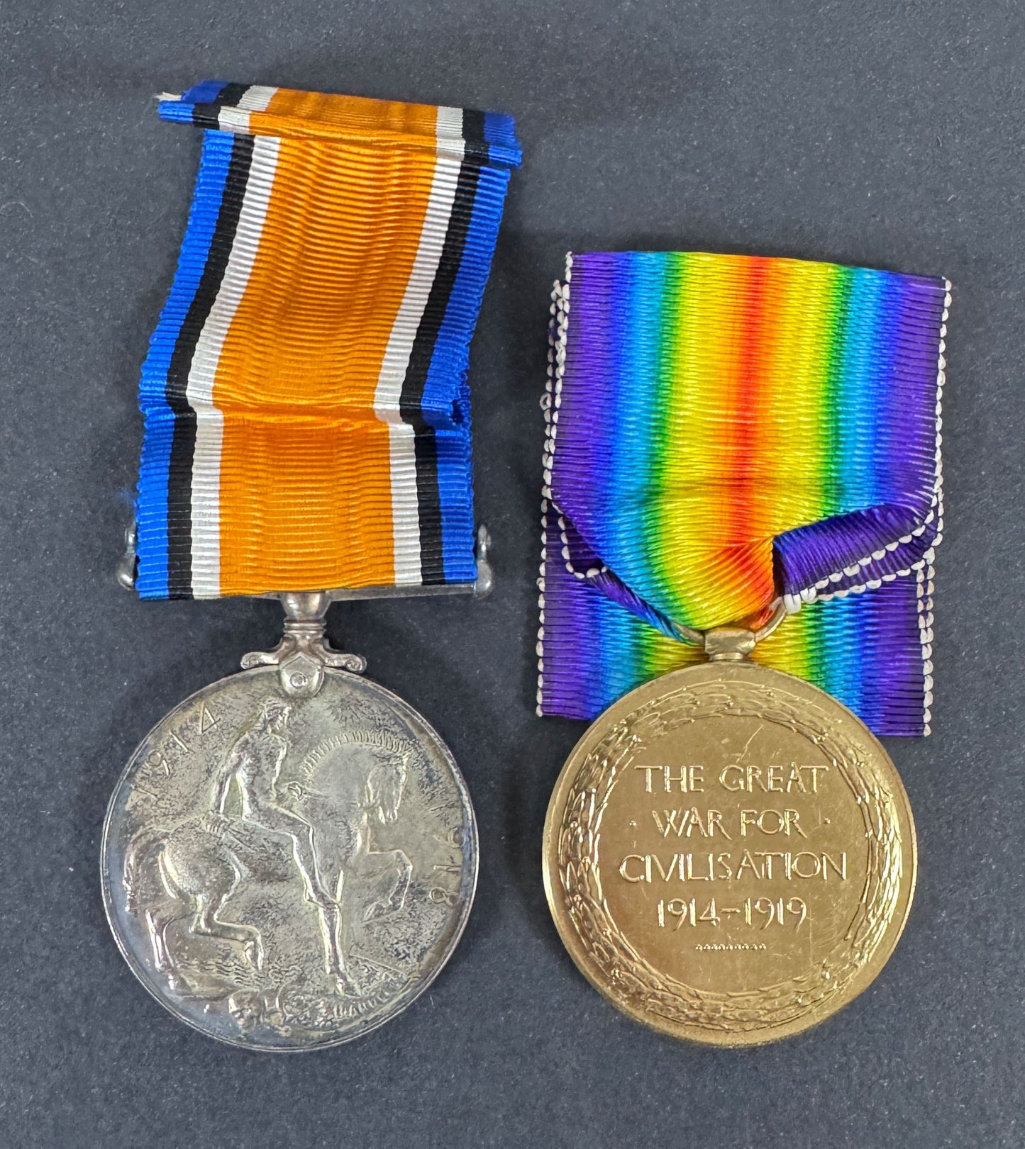 WW1 Royal Artillery War Medal & Victory Medal Pair British Army Issue – An original pair of WW1 British medals. A .925 sil...