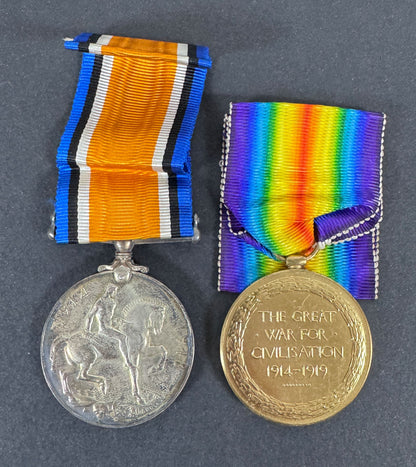 WW1 Royal Artillery War Medal & Victory Medal Pair British Army Issue – An original pair of WW1 British medals. A .925 sil...