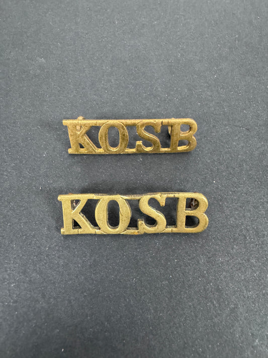 British Army King's Own Scottish Border Regiment Shoulder Title Badges (Pair) – A matching pair of original uniform should...