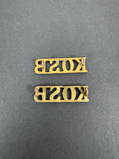 British Army King's Own Scottish Border Regiment Shoulder Title Badges (Pair) – A matching pair of original uniform should...