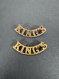 British Army King's Liverpool Regiment Shoulder Title Badges (Pair) – A matching pair of original uniform shoulder titles...