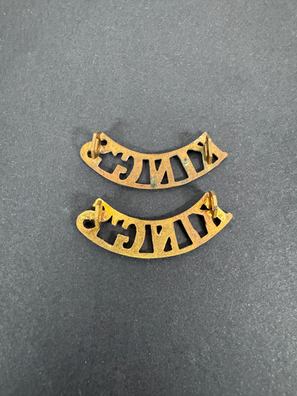 British Army King's Liverpool Regiment Shoulder Title Badges (Pair) – A matching pair of original uniform shoulder titles...