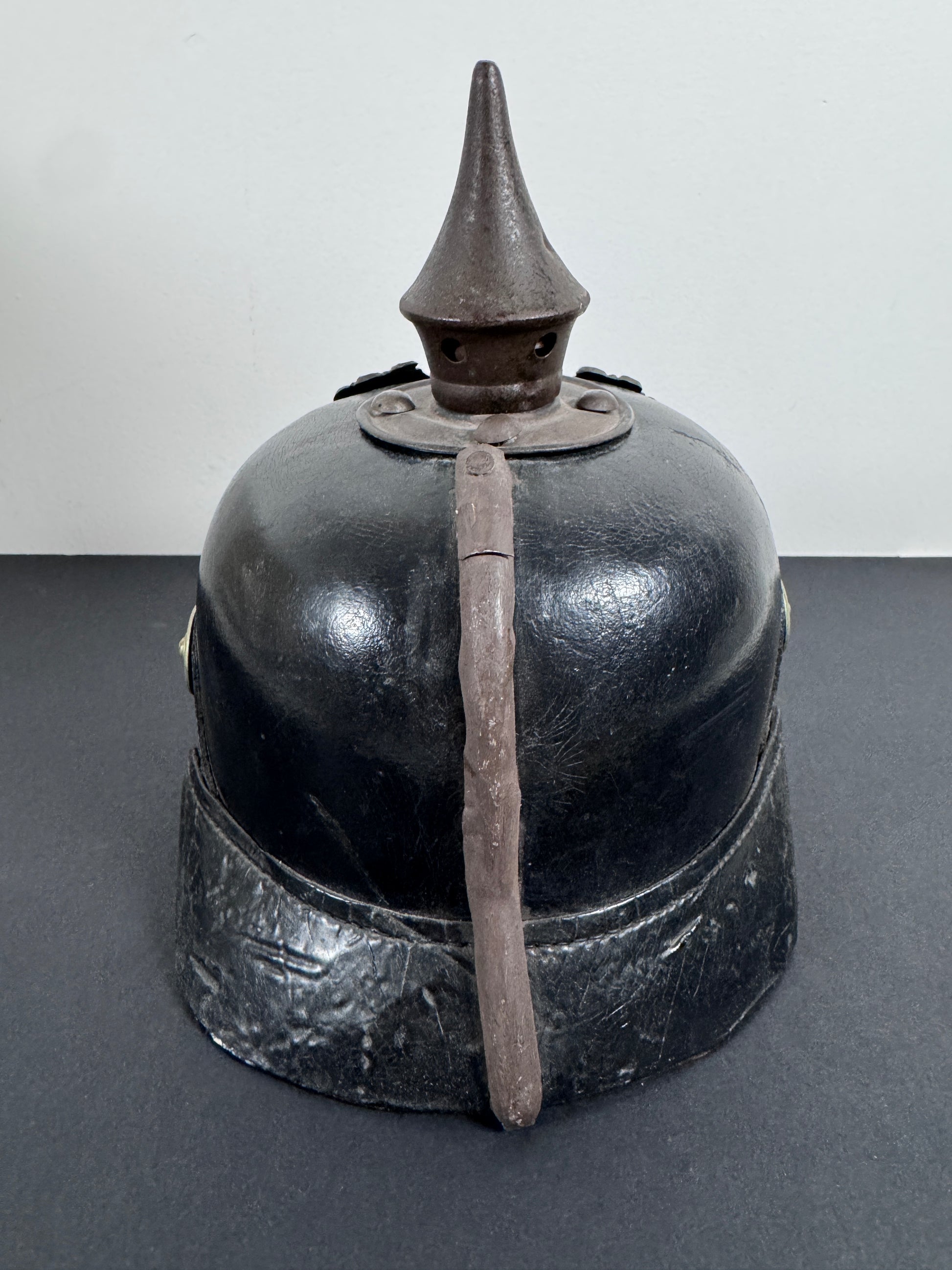 WW1 Imperial German Prussian Army Pickelhaube Spiked Helmet – This is an authentic Imperial German pickelhaube helmet issu...