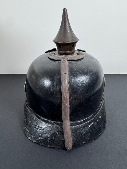 WW1 Imperial German Prussian Army Pickelhaube Spiked Helmet – This is an authentic Imperial German pickelhaube helmet issu...