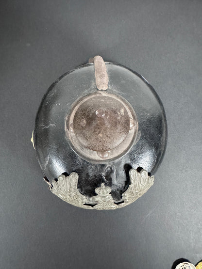 WW1 Imperial German Prussian Army Pickelhaube Spiked Helmet – This is an authentic Imperial German pickelhaube helmet issu...