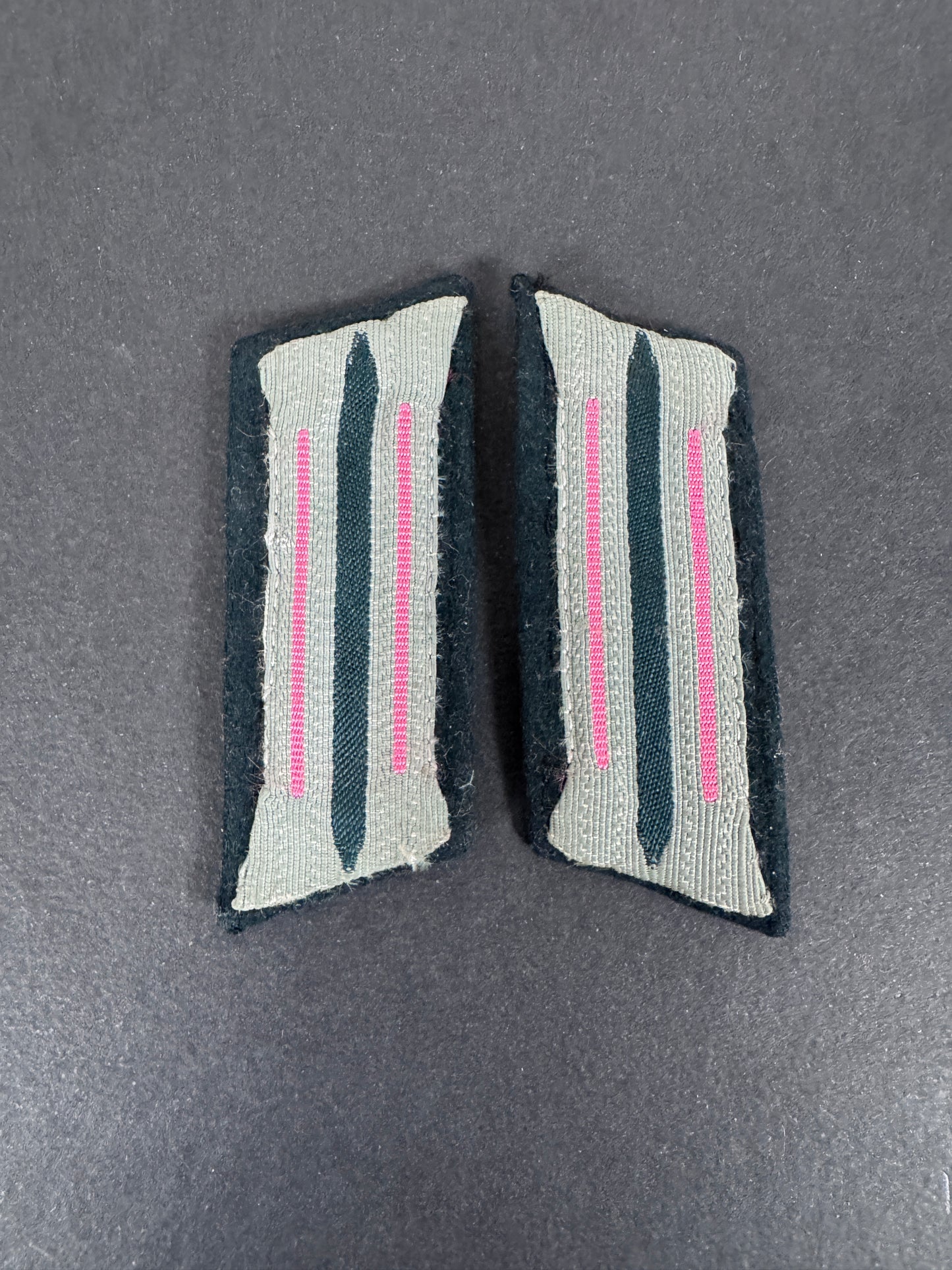 original German army panzer tank officer's uniform collar tabs, front.
