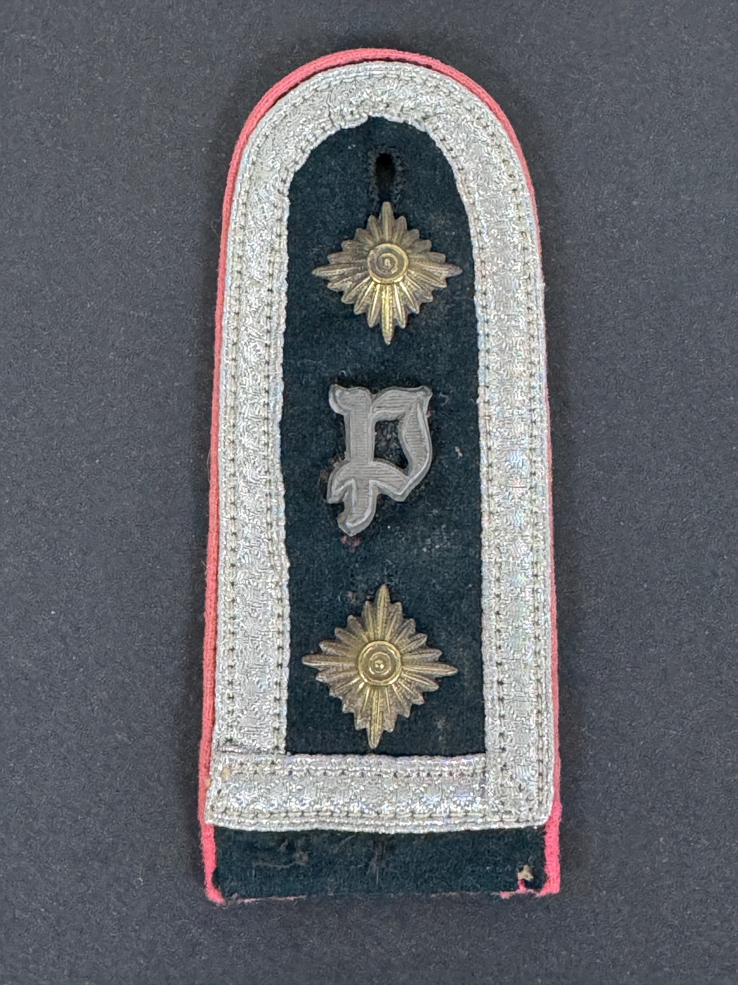 German army panzer tank officer's shoulder strap. P for Panzer troops.