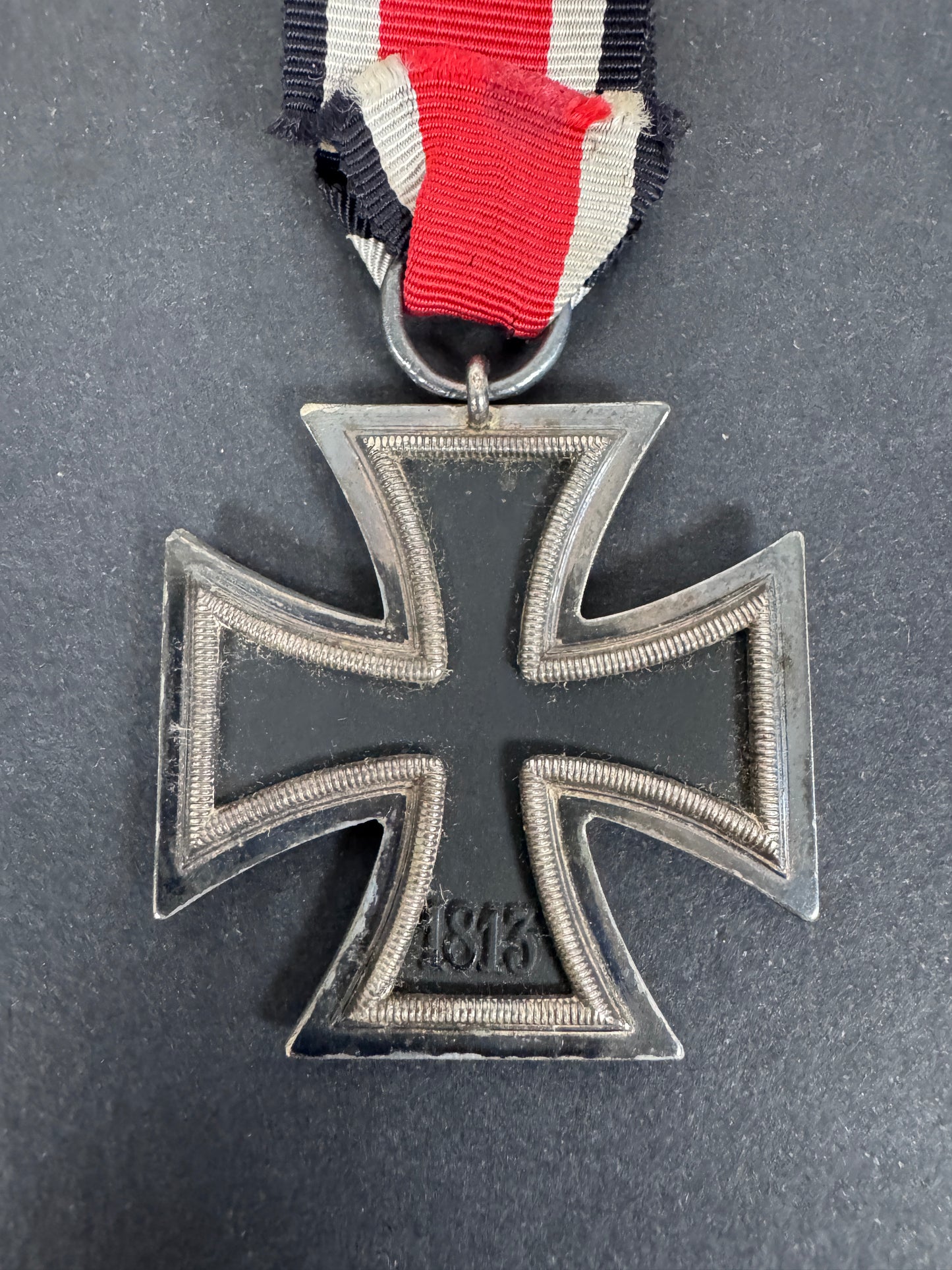 1939 iron cross 2nd class rear. iron core, silver frame and ribbon.