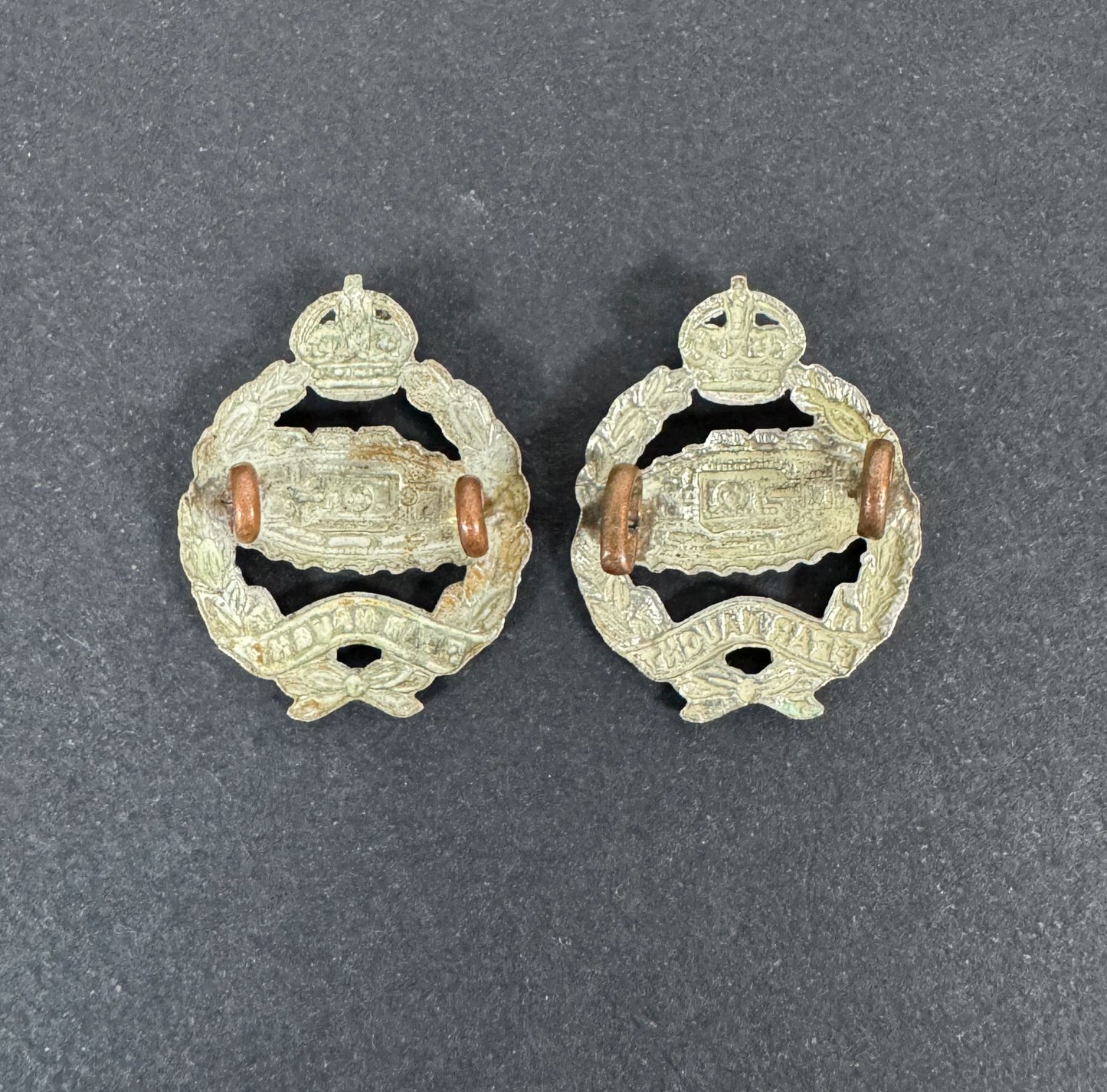 WW2 British Army Royal Tank Regiment Uniform Collar Badges – A matching pair of original uniform collar badges of the Roya...
