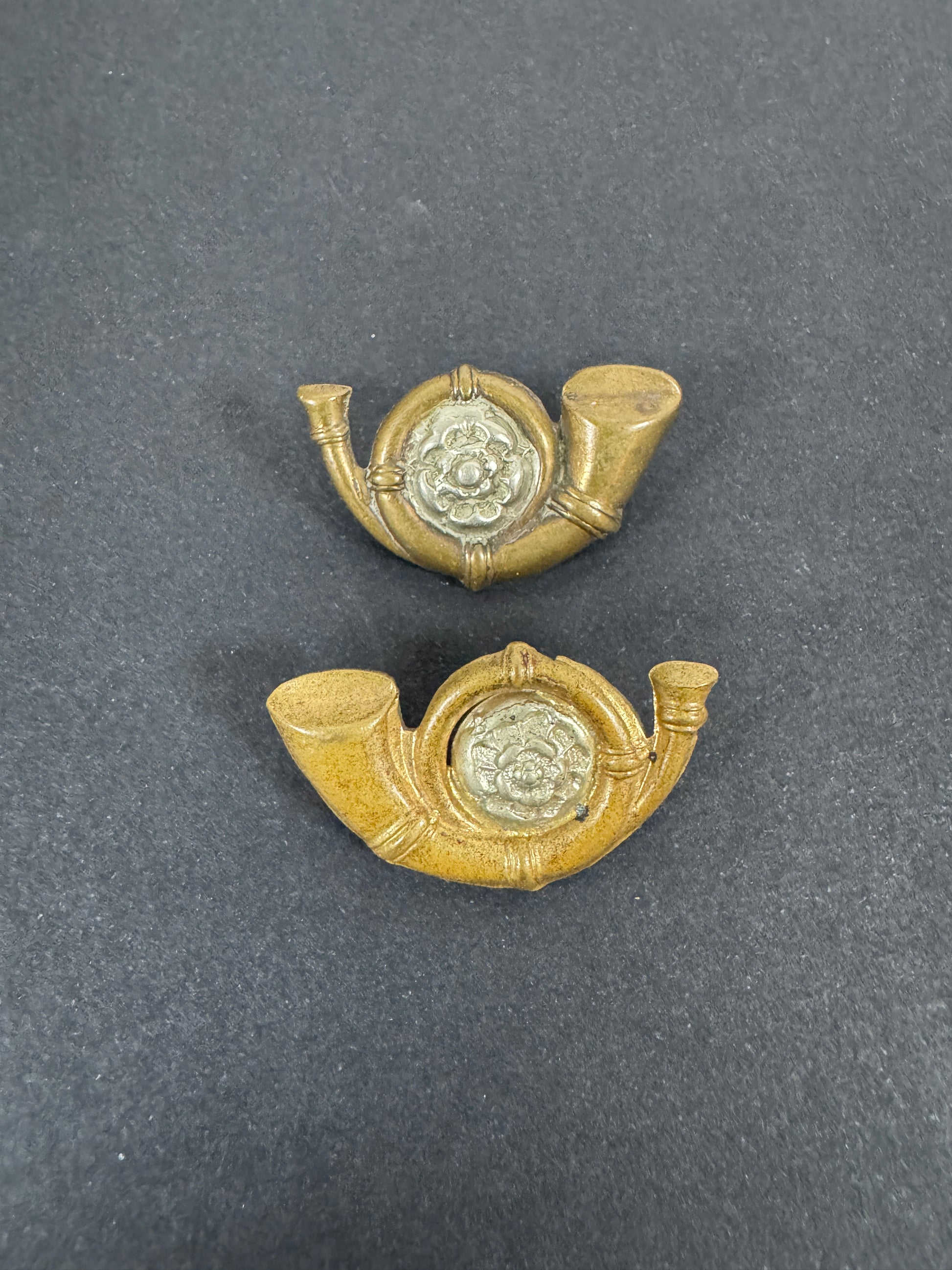 WW2 British Army King's Own Yorkshire Light Infantry Uniform Collar Badges – A matching pair of original uniform collar ba...