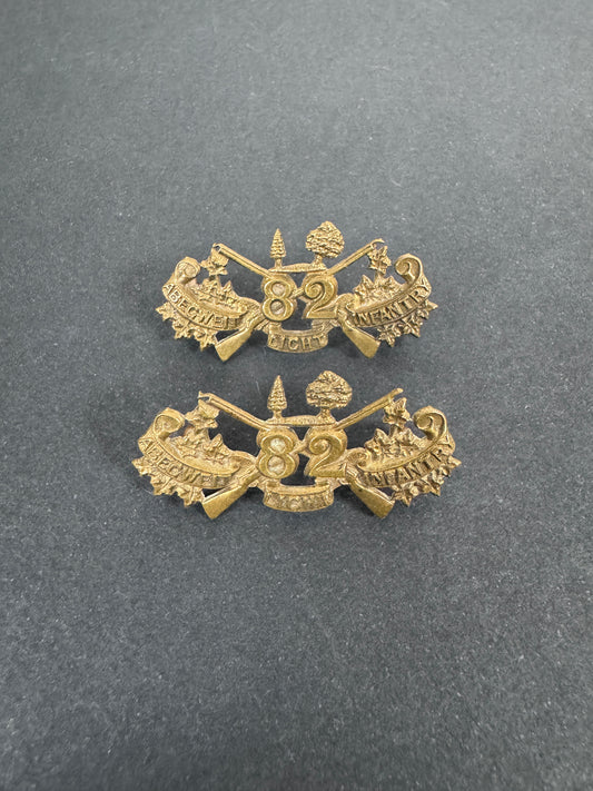 Canadian Militia 82nd Abegweit Light Infantry Uniform Collar Badges (Pair) – A matching pair of original uniform collar ba...