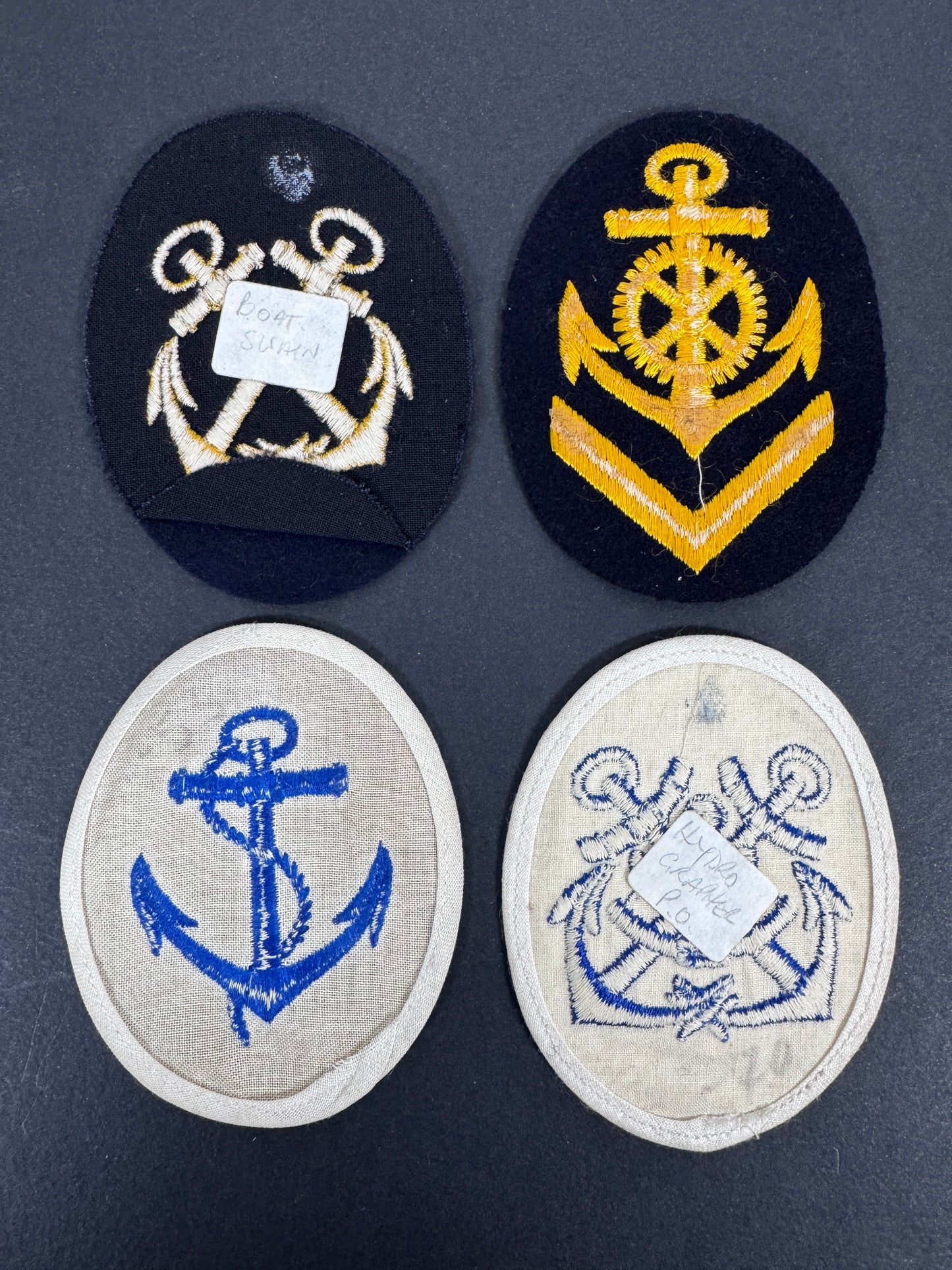 WW2 German Kriegsmarine (Navy) Sailor Rank Trade Arm Badges – A collection of four original trade specialty badges of the...