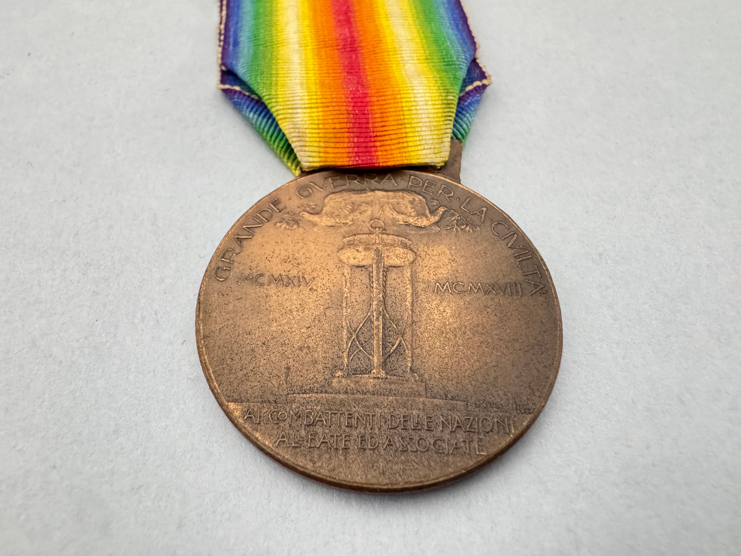 WW1 Italian Victory Medal Inter Allied Award – An original Italian Inter-Allied Victory medal. 35 mm. Bronze construction....