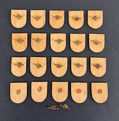 Third Reich Gau Baden Handwerker WHW Tinnie Shield Badges – A rare set of Winter-Hilfs-Werk (WHW) donation badges (tinnies...