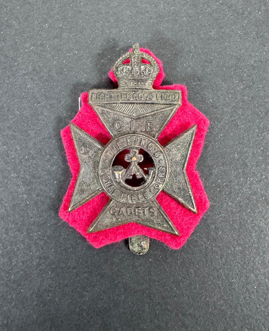 British Army King's Royal Rifle Corps (Church Lads Brigade Cadets) Cap Badge – An original other ranks cap badge of The Ki...