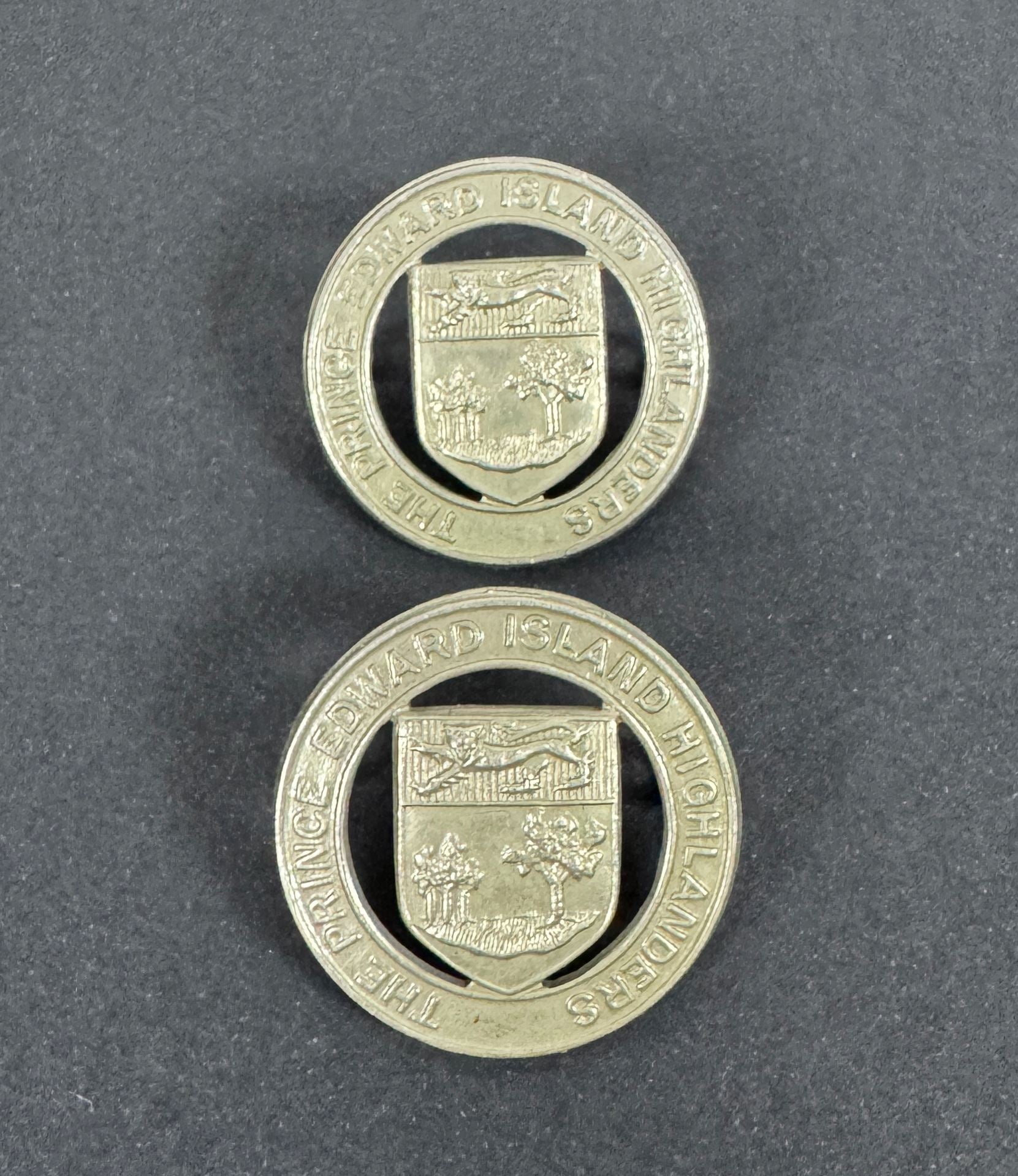 WW2 Canadian Army The Prince Edward Island Highlanders Uniform Collar Badges – An original pair of other ranks uniform col...