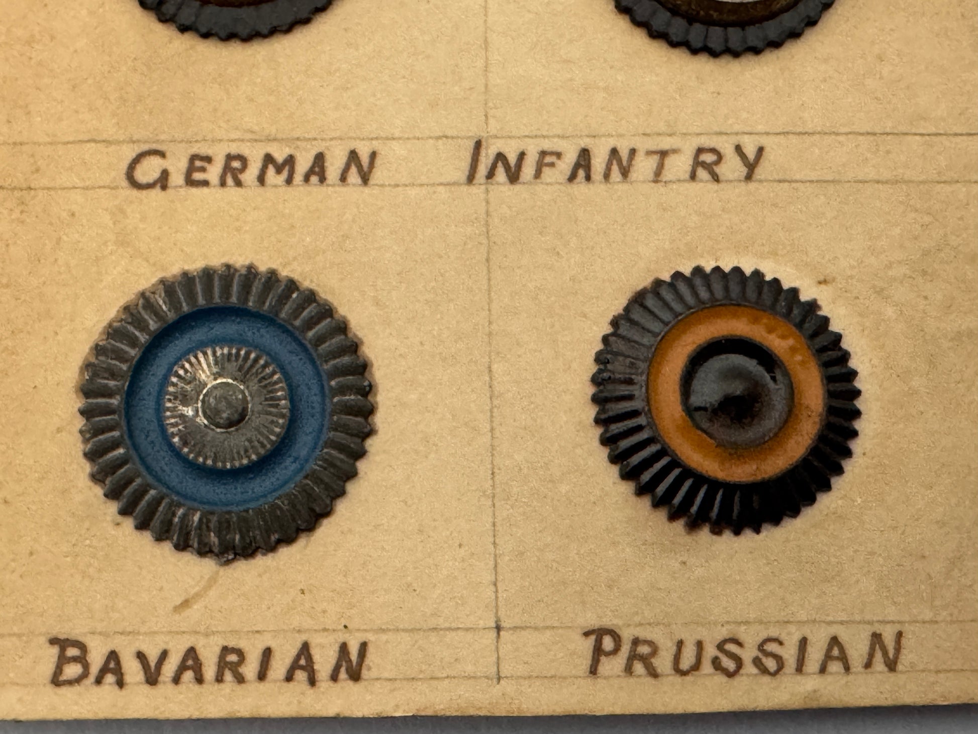 WW1 German Army Prussian Bavarian Cap Cockade Badges – A collection of WW1 era cap cockade badges of the Prussian and Bava...