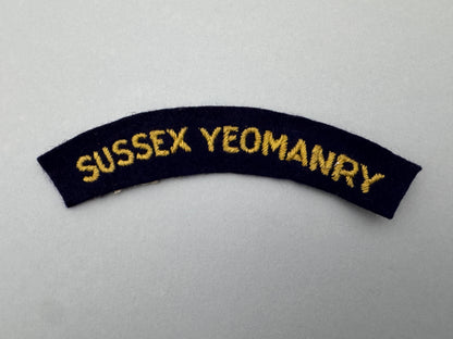 WW2 British Army Sussex Yeomanry Regiment Cloth Shoulder Title