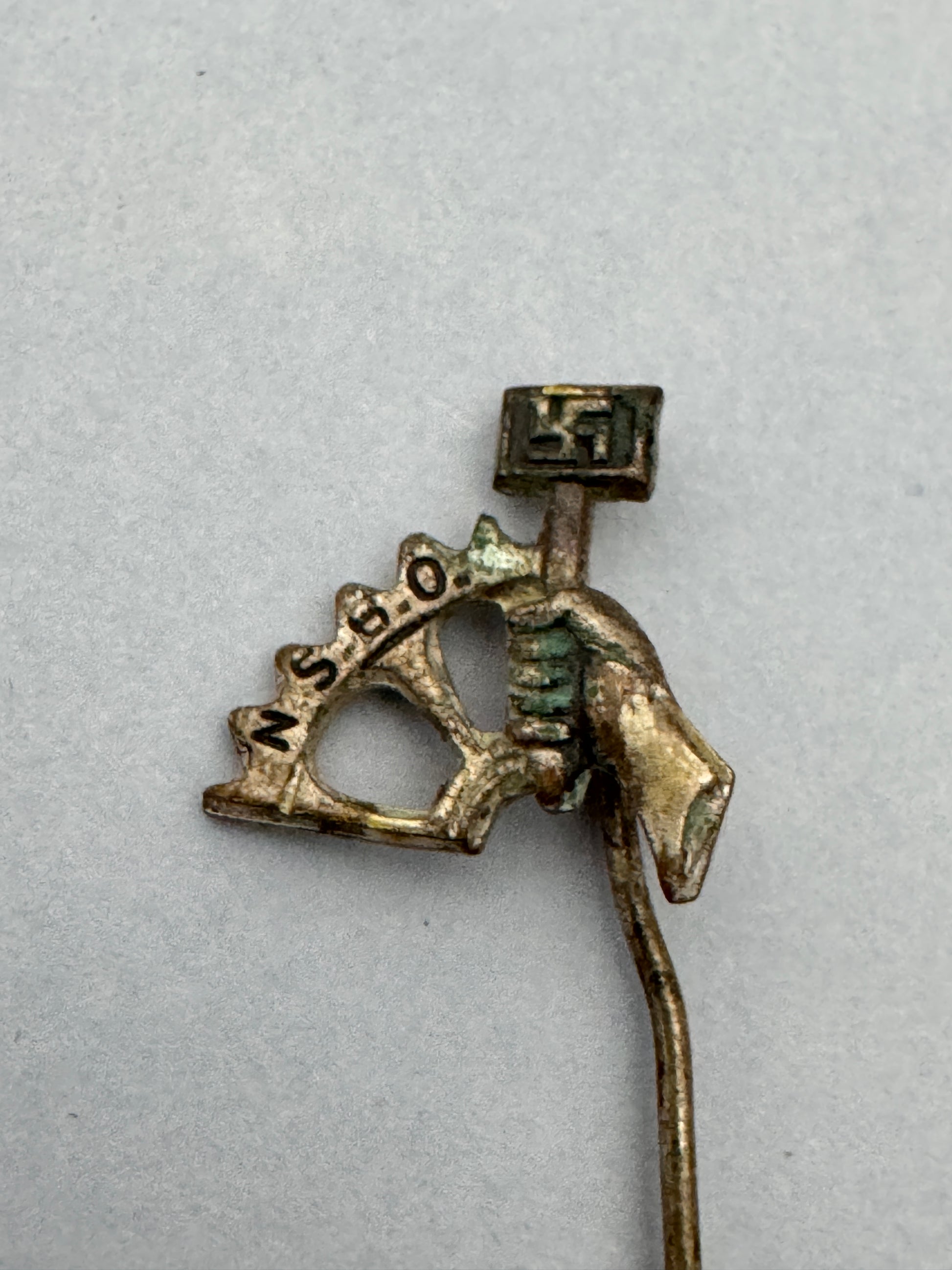 WW2 German Panzer Assault Badge & Other Stickpins – A trio of original stickpin miniature badges. A Panzer Assault Badge i...