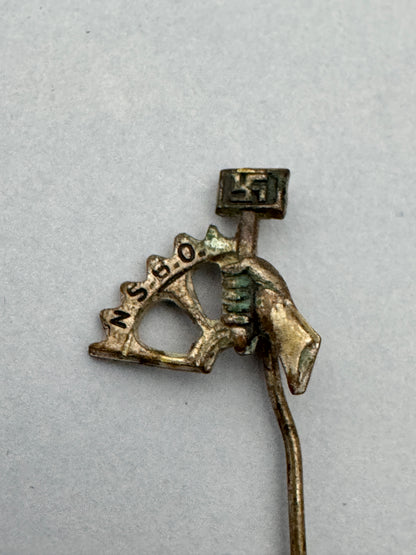 WW2 German Panzer Assault Badge & Other Stickpins – A trio of original stickpin miniature badges. A Panzer Assault Badge i...