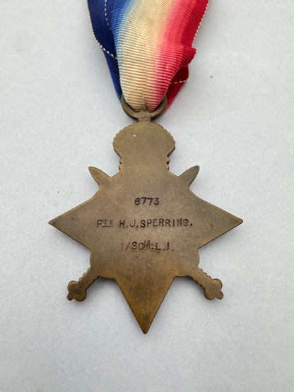 WW1 British Army BEF 1914 Mons Star - Somerset Light Infantry Regiment