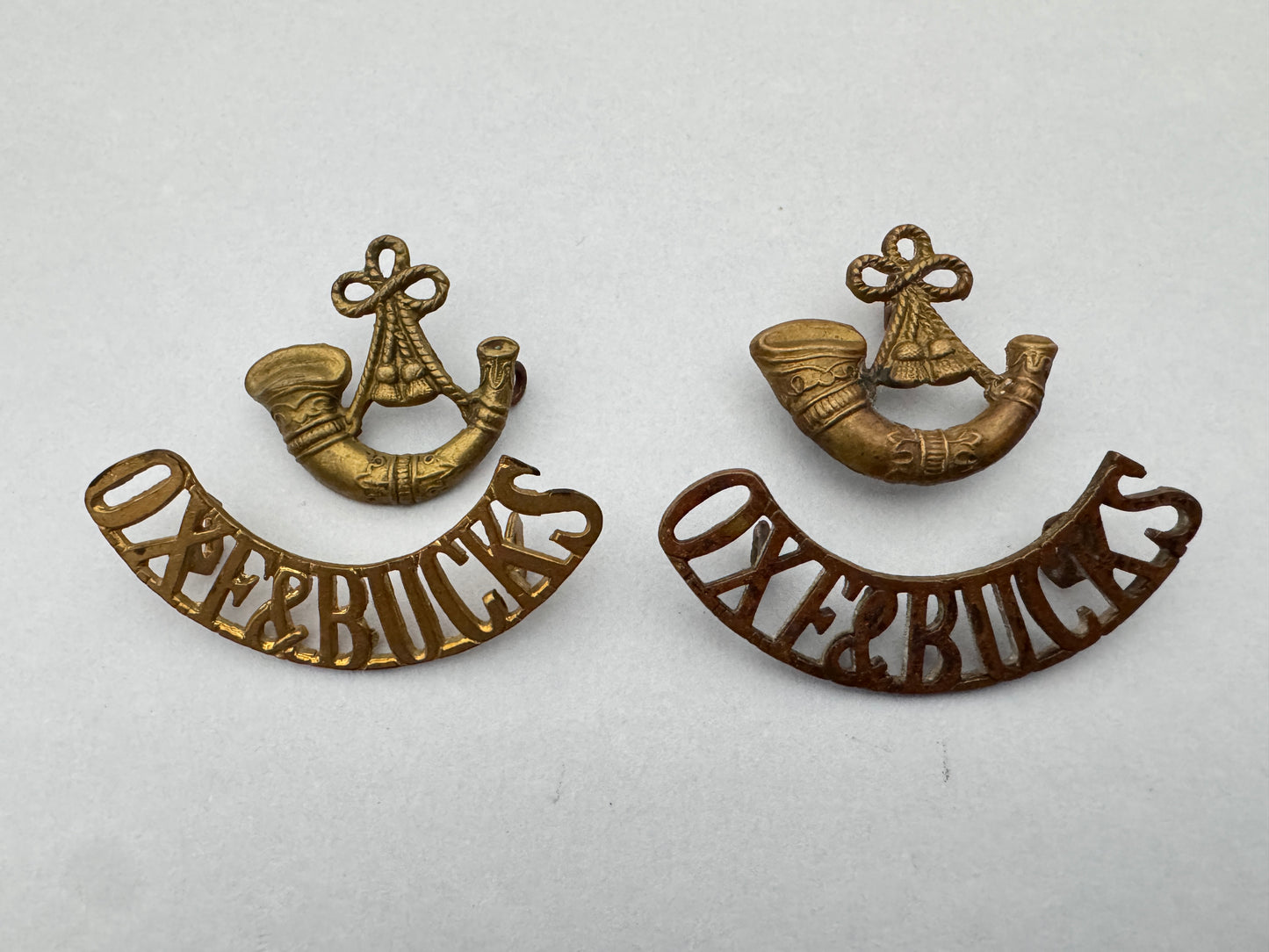 WW1 British Army Oxfordshire & Buckinghamshire Light Infantry Shoulder Titles