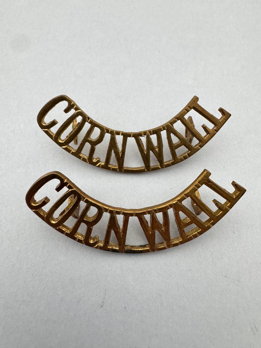 WW1 British Army Duke of Cornwall Light Infantry Shoulder Title Badges