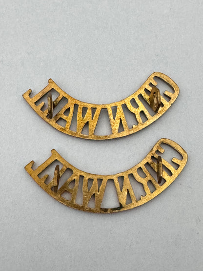 WW1 British Army Duke of Cornwall Light Infantry Shoulder Title Badges