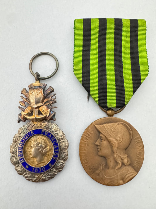 French Issue Franco-Prussian War Medal & Military Medal for Bravery 1870-1871