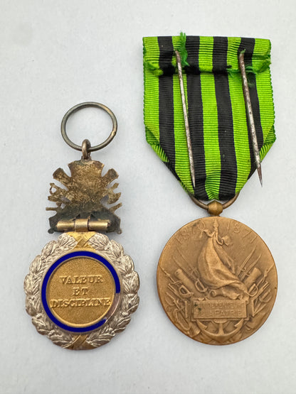 French Issue Franco-Prussian War Medal & Military Medal for Bravery 1870-1871