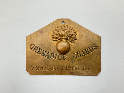 WW1 British Army Grenadier Guards Duty Bed Plate