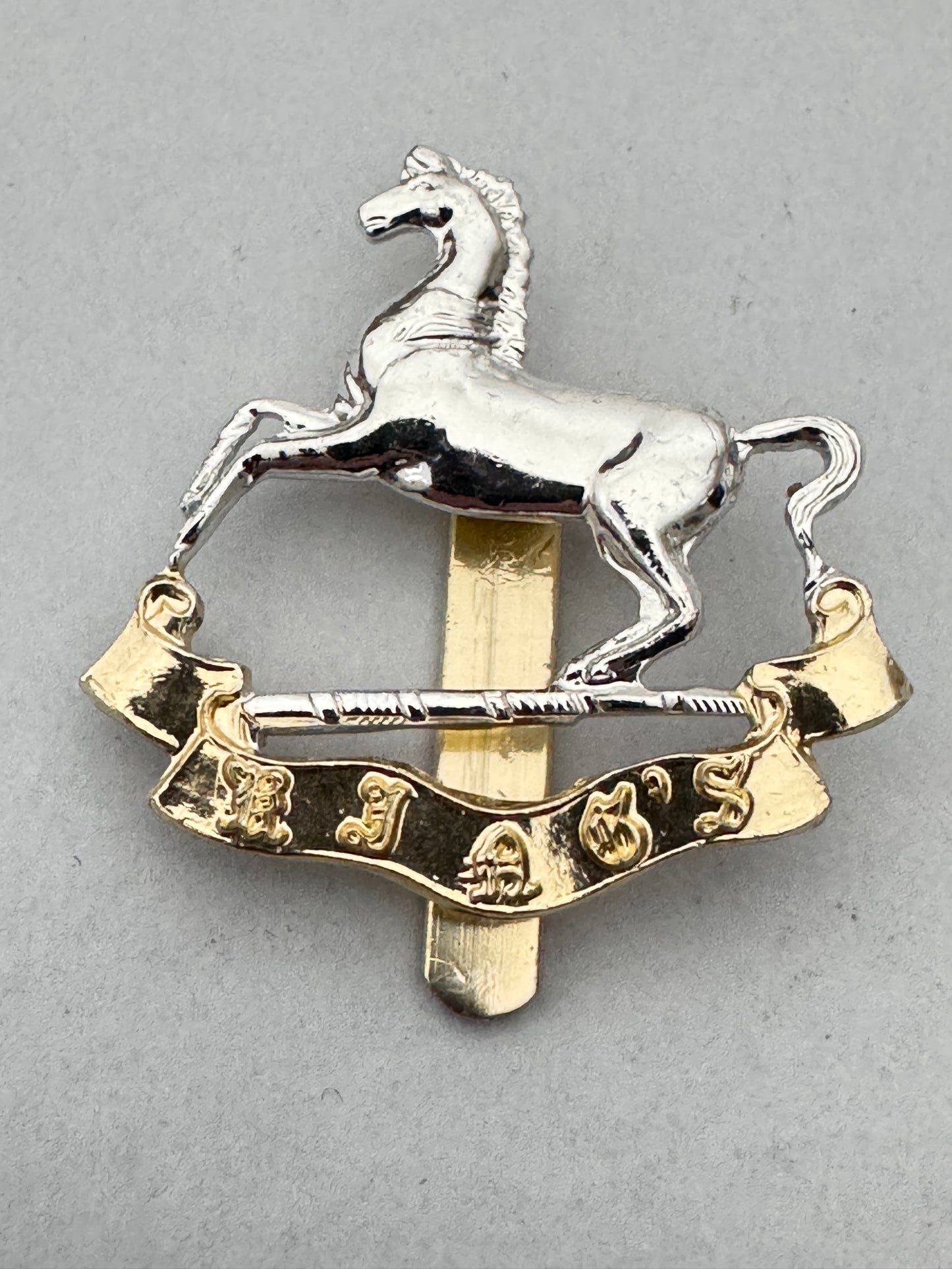 Post WW2 British Army King's Liverpool Regiment Staybrite Anodised Cap Badge