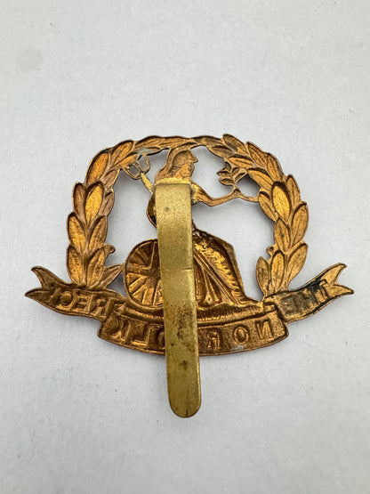 WW1 British Army Norfolk Regiment War Economy Cap Badge