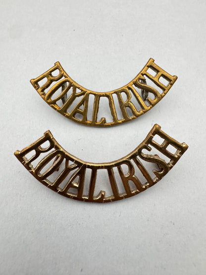 WW1 British Army Royal Irish Regiment Shoulder Title Badges