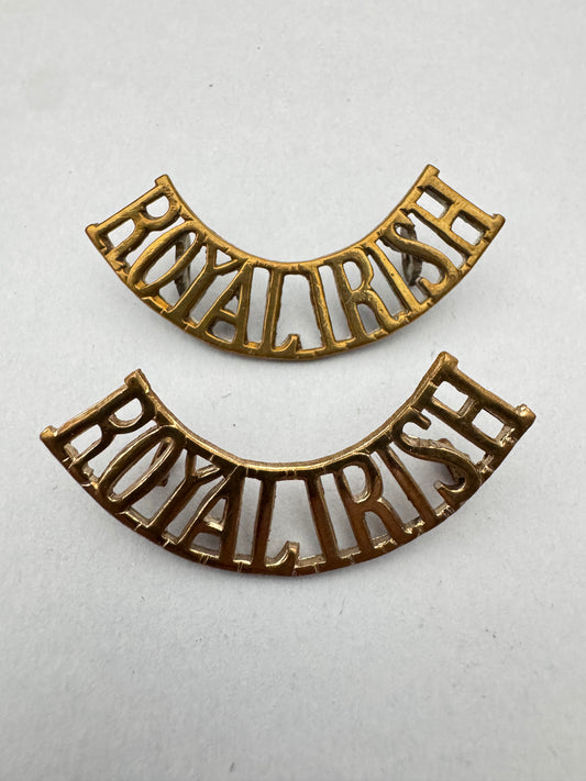WW1 British Army Royal Irish Regiment Shoulder Title Badges