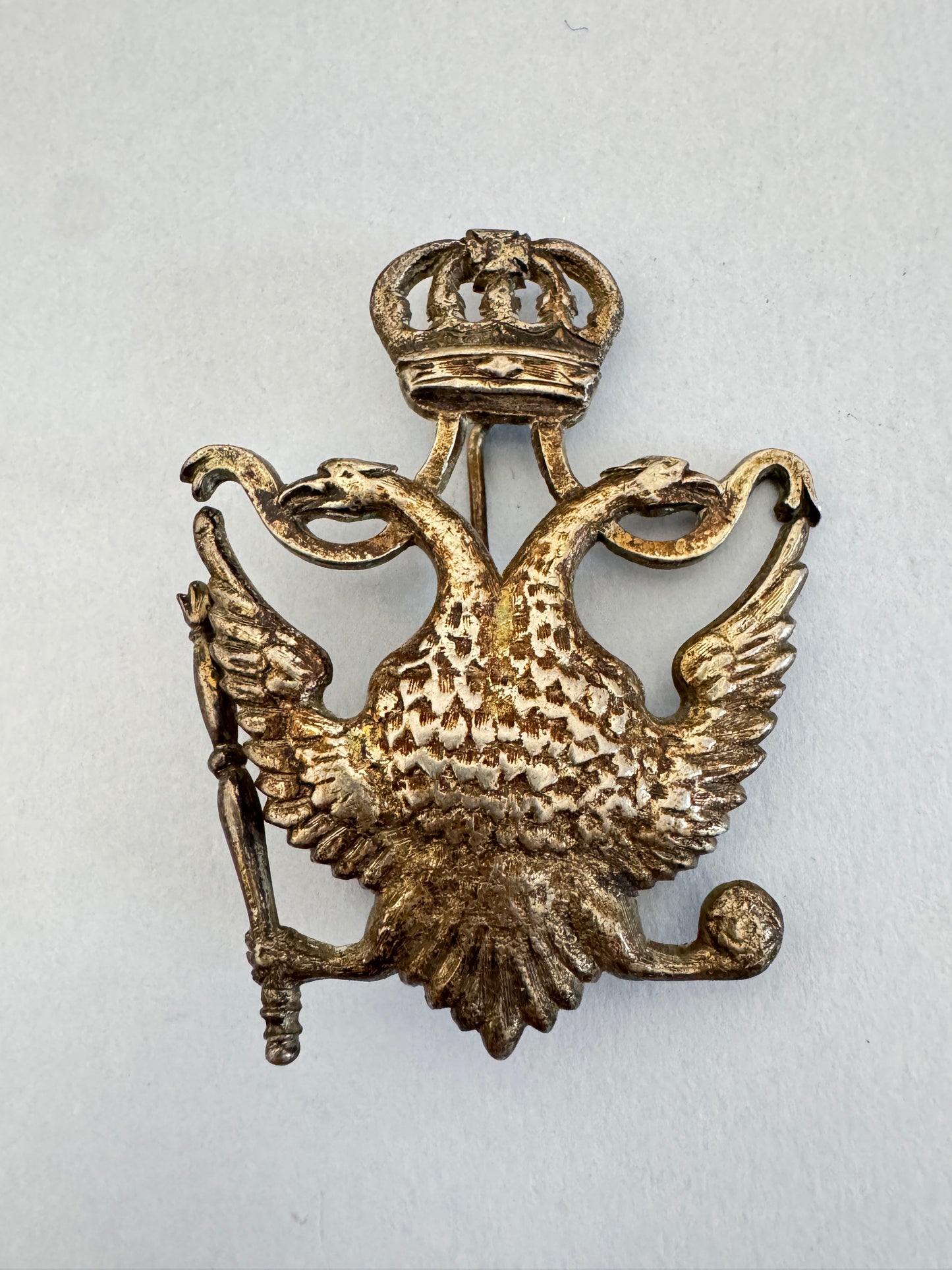 Antique Masonic Double Headed Eagle Pin Badge