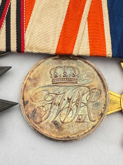 WW1 Imperial German Prussian Officer's Mounted Medal Bar