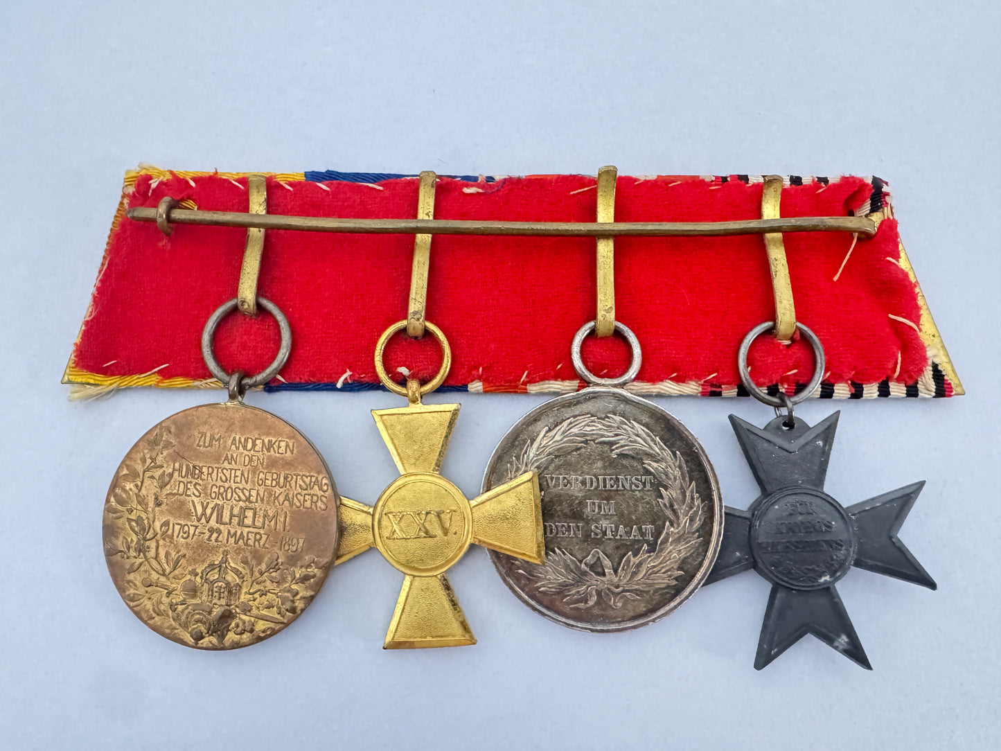 WW1 Imperial German Prussian Officer's Mounted Medal Bar