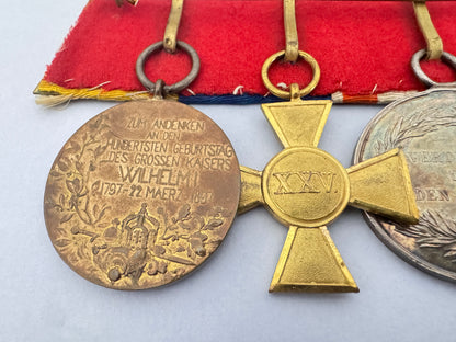 WW1 Imperial German Prussian Officer's Mounted Medal Bar