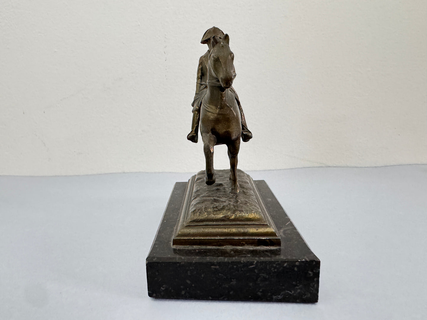 Vintage Bronze and Marble Statue Napoleon Bonaparte on Horseback