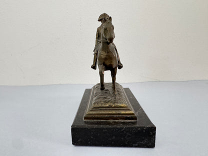 Vintage Bronze and Marble Statue Napoleon Bonaparte on Horseback