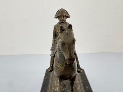 Vintage Bronze and Marble Statue Napoleon Bonaparte on Horseback