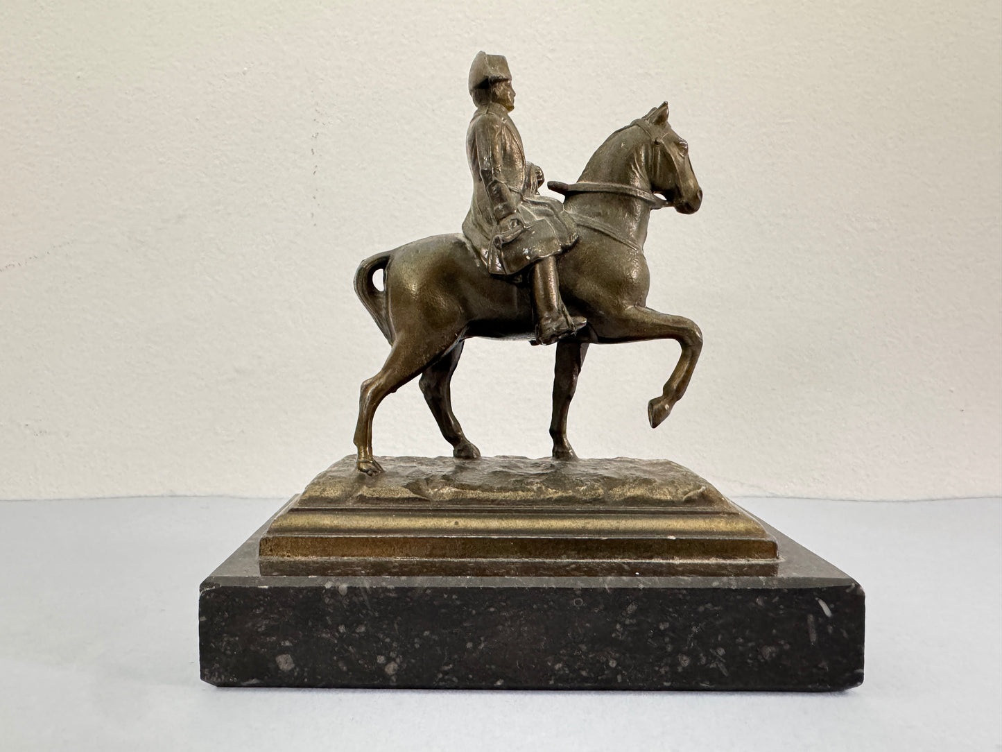 Vintage Bronze and Marble Statue Napoleon Bonaparte on Horseback