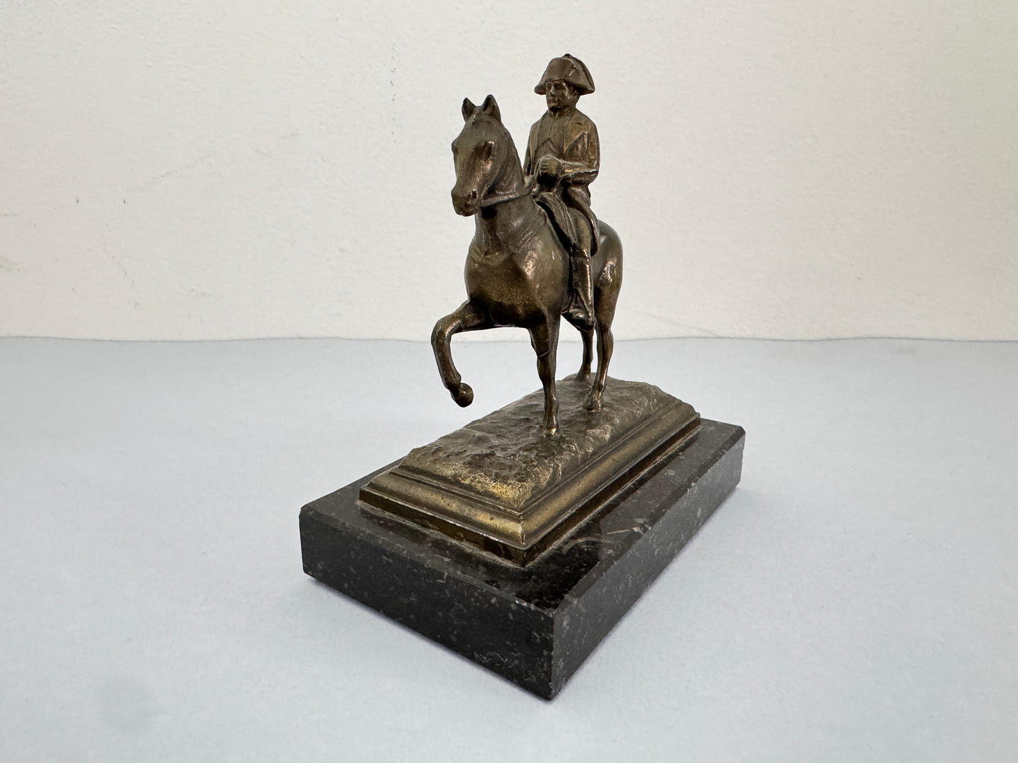 Vintage Bronze and Marble Statue Napoleon Bonaparte on Horseback