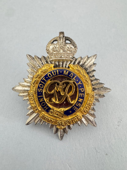 WW2 British Royal Army Service Corps (RASC) Officer's Silver Plated Cap Badge